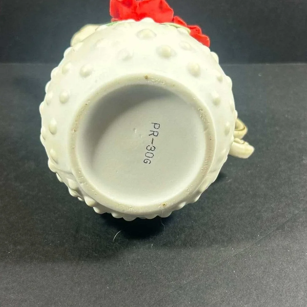 Pitcher Cream Red Rose Hobnail Porcelain Ewer PR-30G